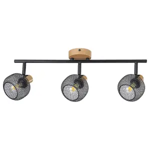 Foco de techo interior de metal imitando madera de haya Rabalux Grendel E14 3x image-2