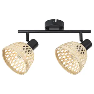 Stropní svítidla z ratanu a bambusu s kovem Rabalux Rattan E14 2x MAX 15W IP20 D13cm