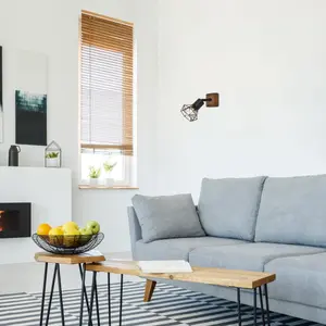 Spot-Wandleuchte für Innenräume aus Metall und Holz Sockel aus Eiche mit Lampenschirm Rabalux Zeus E14 1x MAX 40W IP20 image-1