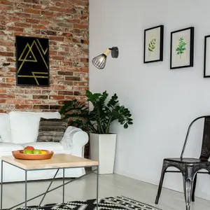 Foco interior de pared con piezas metálicas y cuenco de madera auténtica, sin bombilla Rabalux image-2