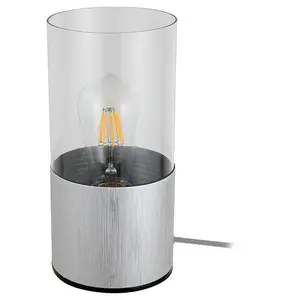 Lampada da tavolo per interni paralume in vetro alluminio cavo touch, interruttore e spina sul cavo Rabalux Zelkova image-0