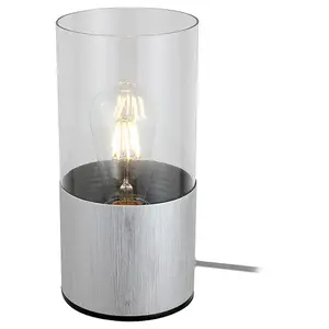 Lampada da tavolo per interni paralume in vetro alluminio cavo touch, interruttore e spina sul cavo Rabalux Zelkova image-1