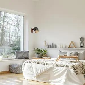 Lampa do interiéru z kovu a dřeva, základna z ořechu s vypínačem na stínidle Rabalux Rotem E14 1x MAX 40W IP20 D11,6cm image-2