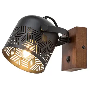 Lampa do interiéru z kovu a dřeva, základna z ořechu s vypínačem na stínidle Rabalux Rotem E14 1x MAX 40W IP20 D11,6cm image-1