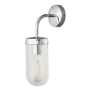 Verchroomde glazen wandlamp voor in de badkamer of buiten Rabalux Yago E27 1xMAX60W IP44 image-0