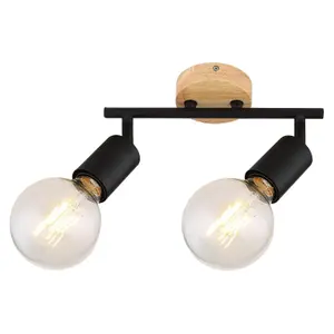 Lampada da soffitto in metallo e legno Rabalux Pablo E27 2xMAX 40W image-0