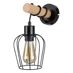 Lampada da parete interna in metallo e legno con interruttore on/off sulla base Rabalux image-0