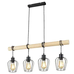Interior metal-wood chandelier Rabalux Fabian - E27 4x MAX 40W image-0