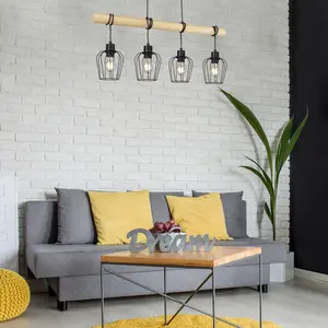 Interior metal-wood chandelier Rabalux Fabian - E27 4x MAX 40W image-2