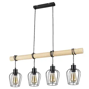 Interior metal-wood chandelier Rabalux Fabian - E27 4x MAX 40W image-1