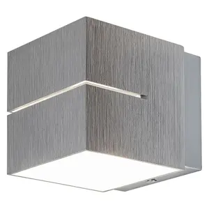 Aplique interior metálico indirecto de aluminio cepillado, forma cúbica Rabalux Kaunas image-0