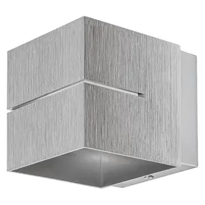 Aplique interior metálico indirecto de aluminio cepillado, forma cúbica Rabalux Kaunas image-1