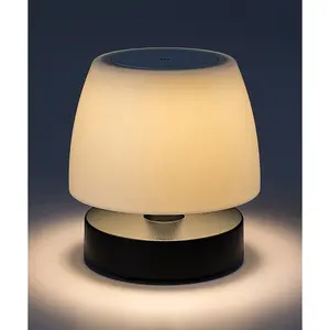 Zewnętrzna plastikowa lampa stołowa LED z białym ściemnianym kloszem klasy g Rabalux Odera image-2