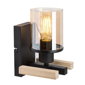 Lampada da parete per interni in metallo/legno con vetro Rabalux Niylah image-1