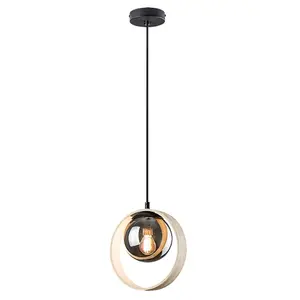 Plafones interiores de metal/madera cable textil sin bombilla Rabalux Peyton E14 1xMAX15W D21,5cm H120cm D13cm H12cm IP20 image-0
