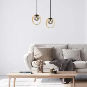 Plafones interiores de metal/madera cable textil sin bombilla Rabalux Peyton E14 1xMAX15W D21,5cm H120cm D13cm H12cm IP20 image-2