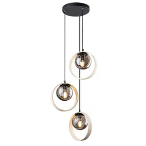 Metal/wood interior ceiling lights Textile cable without bulb Rabalux Peyton E14 3xMAX15W L35cm H120cm D13cm H12cm IP20 image-0