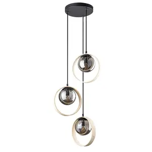 Metal/wood interior ceiling lights Textile cable without bulb Rabalux Peyton E14 3xMAX15W L35cm H120cm D13cm H12cm IP20 image-1