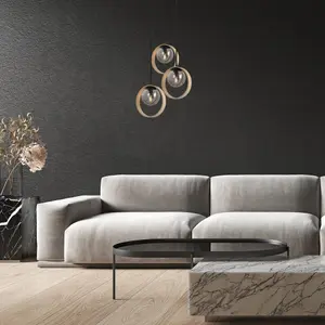 Metal/wood interior ceiling lights Textile cable without bulb Rabalux Peyton E14 3xMAX15W L35cm H120cm D13cm H12cm IP20 image-2