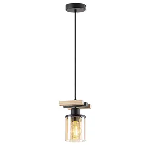 Wewnętrzna lampa sufitowa z metalu/drewna/szkła bez żarówki Rabalux Niylah image-0