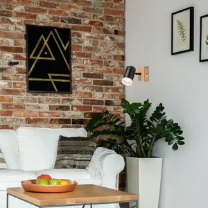 Binnenwandlamp in hout met metalen kap zonder gloeilamp Rabalux Toras GU10 1xMAX 5W image-2