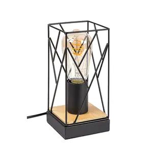 Stolní lampa do interiéru z kovu/dřeva bez žárovky Rabalux Boire image-0