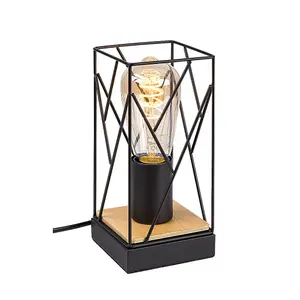 Stolní lampa do interiéru z kovu/dřeva bez žárovky Rabalux Boire image-1