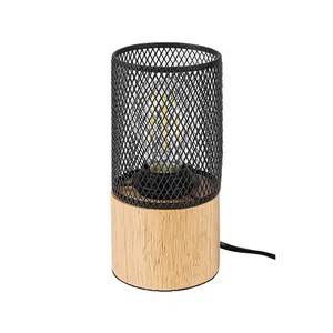 Metalowo-drewniana wewnętrzna lampa stołowa z metalem bez żarówki Rabalux Callum image-0