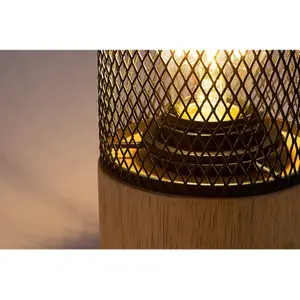 Metalowo-drewniana wewnętrzna lampa stołowa z metalem bez żarówki Rabalux Callum image-4