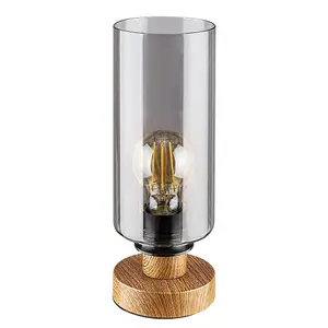 Innentischlampe aus Metall Eiche mit Glasschirm ohne Glühbirne Rabalux Tanno image-0
