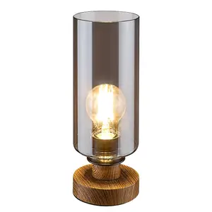 Innentischlampe aus Metall Eiche mit Glasschirm ohne Glühbirne Rabalux Tanno image-1