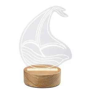 Wooden boat nightlight Rabalux Akali image-0