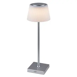 Innen-Tischstehleuchte aus Metall mit Kunststoffschirm dimmbar mit Schalter Klasse g Rabalux Taena 4W image-0
