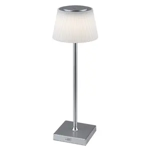 Innen-Tischstehleuchte aus Metall mit Kunststoffschirm dimmbar mit Schalter Klasse g Rabalux Taena 4W image-1