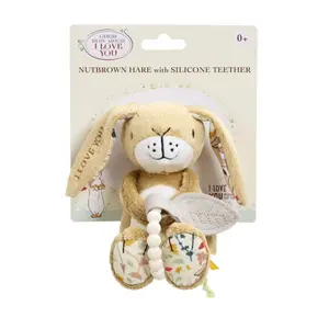 Peluche avec anneau de dentition en silicone Rainbow Designs Guess How Much I Love You Little nutbrown Hare image-1