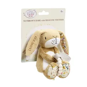 Peluche avec anneau de dentition en silicone Rainbow Designs Guess How Much I Love You Little nutbrown Hare image-3
