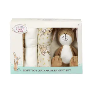 Pluche Rainbow Designs Guess How Much I Love You Toy & Muslin Set image-1