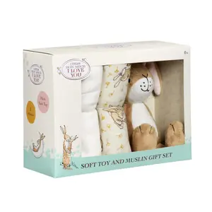 Pluche Rainbow Designs Guess How Much I Love You Toy & Muslin Set image-2