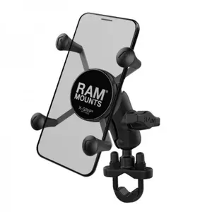 Motorcycle smartphone holder short arm u-shaped handlebar mount RAM Mounts X-Grip® image-0