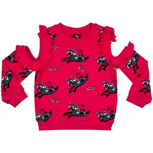 Off-the-Shoulder Sweatshirt Girl Raspberry Republic image-0