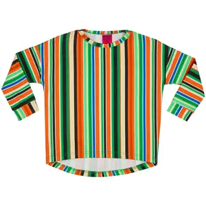 Girl's long sleeve T-shirt Raspberry Republic Folk Stripes image-0