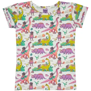 T-shirt da donna Raspberry Republic Dino Riders Rainbow