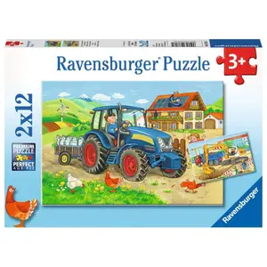2x12-piece construction site and farm puzzle Ravensburger image-2