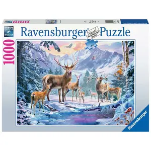 1000-piece puzzle - deer and roe deer in winter Ravensburger image-2