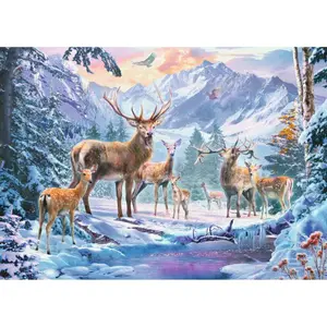1000-piece puzzle - deer and roe deer in winter Ravensburger image-0