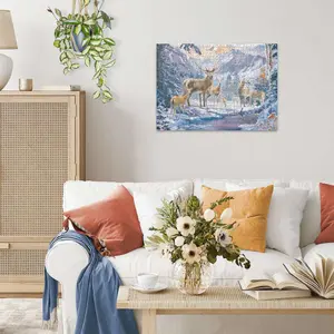 1000-piece puzzle - deer and roe deer in winter Ravensburger image-1