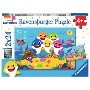 2 puzzles 24 pieces baby shark and his family Ravensburger image-1
