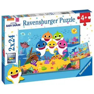2 puzzles 24 pieces baby shark and his family Ravensburger image-2