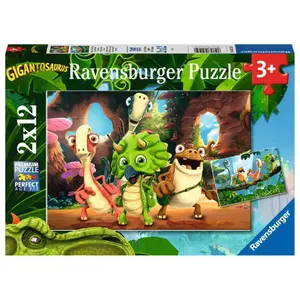 2 puzzles 12 pieces the little band of dinosaurs / gigantosaurus Ravensburger image-0