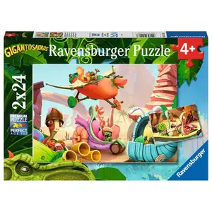 2 puzzles 24 pieces rocky, bill, mazu and tiny / gigantosaurus Ravensburger image-0